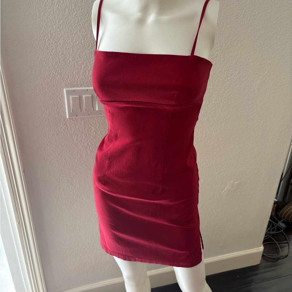 Elegant Red Spaghetti Strap Dress